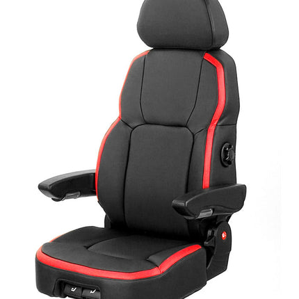 Black and red car seat with UnitedSeats branding on a white background