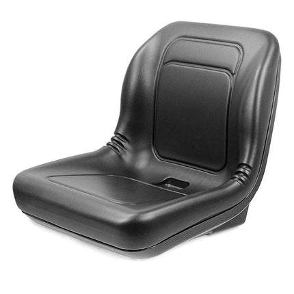 A black PVC static seat pan designed for small tractors and similar machinery.