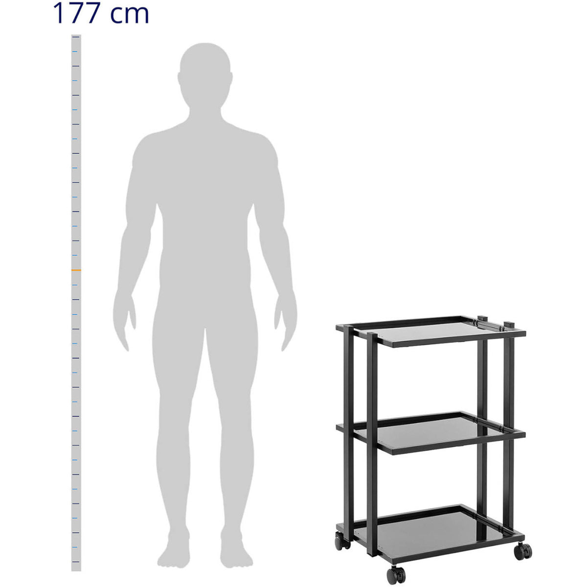 Cart Beauty assistant 3 glass shelves 55 x 41 x 80 cm - black - Carlat