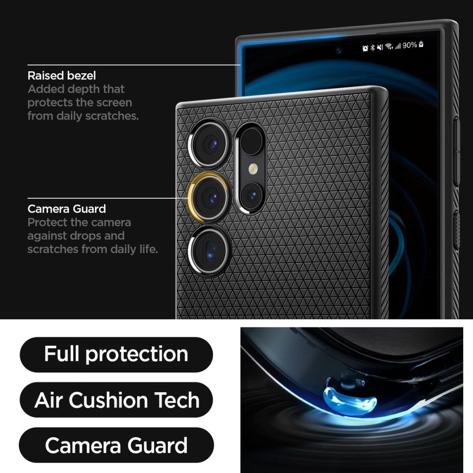 Case cover for Samsung Galaxy S24 Ultra Liquid Air - matte black - Carlat