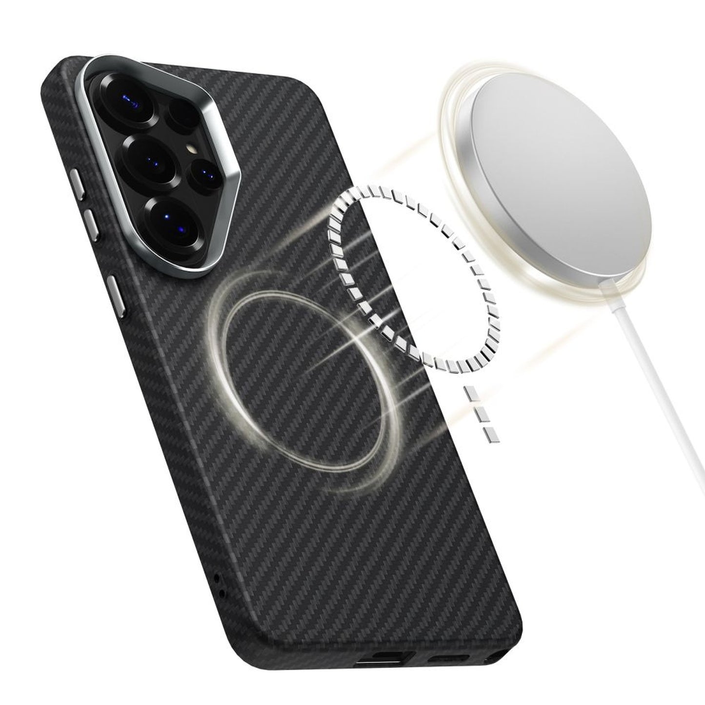 Case cover for Samsung Galaxy S26 Ultra Icon Carbon MagSafe - black and silver - Carlat