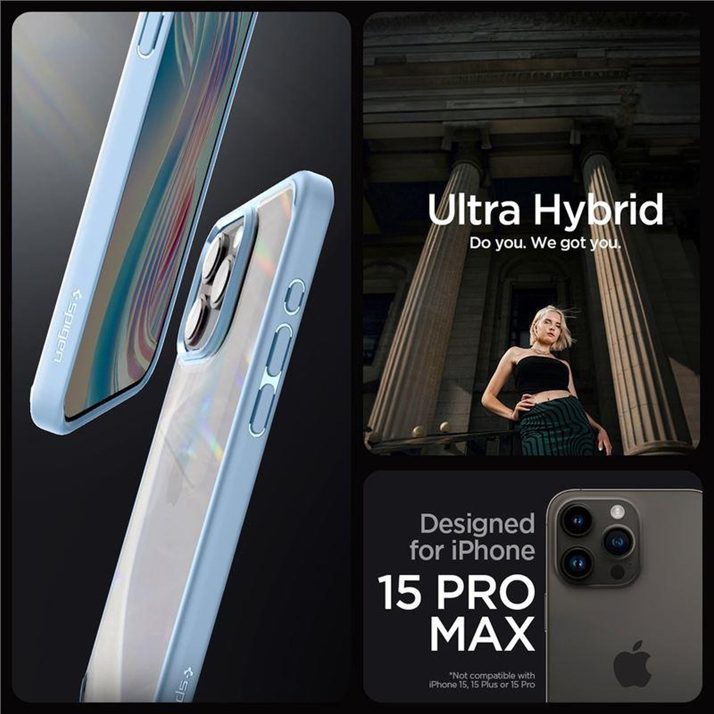 Case cover for iPhone 15 Pro Max Ultra Hybrid - light blue - Carlat