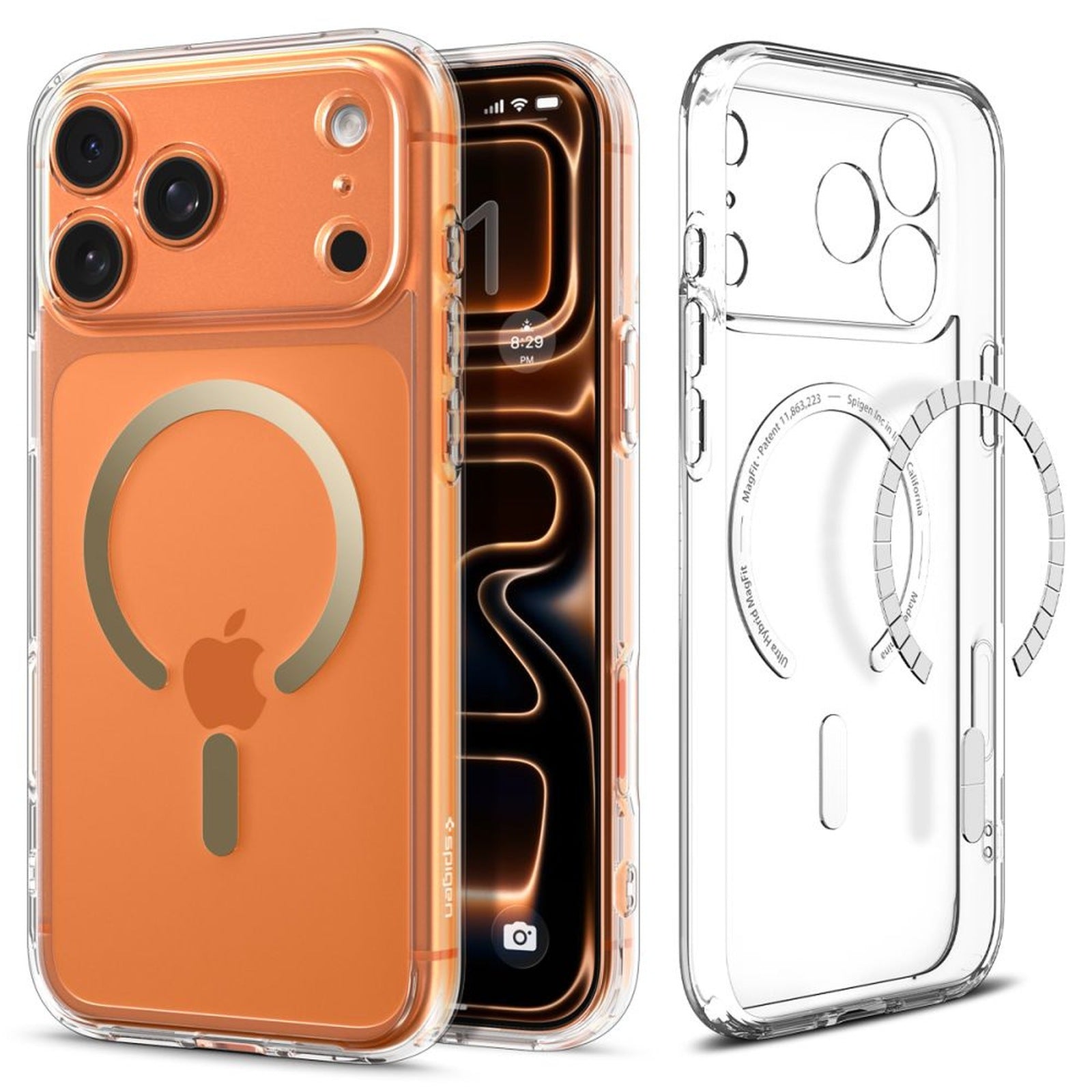 Case cover for iPhone 17 Pro Ultra Hybrid MagSafe - transparent and gold - Carlat