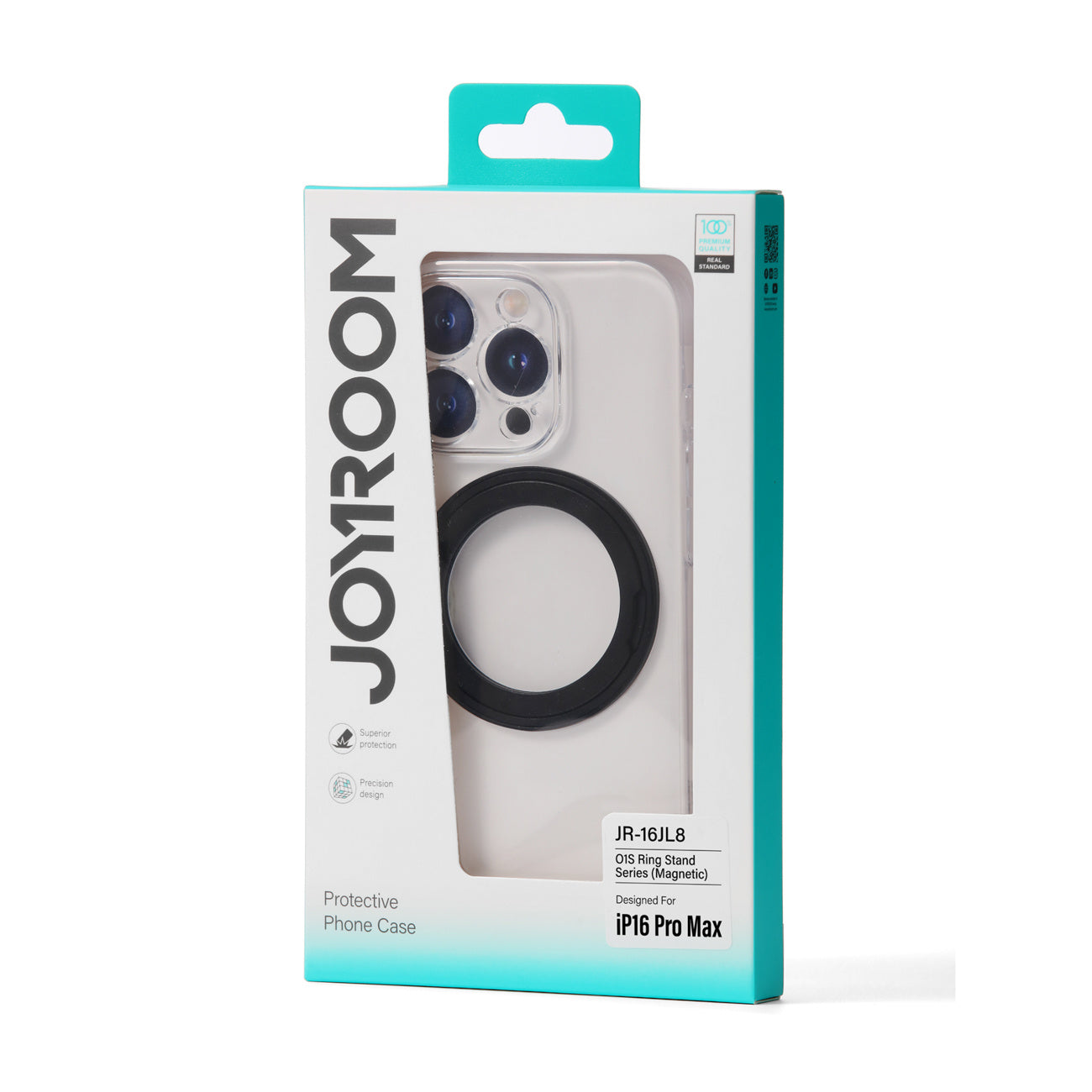Case cover with 360 ring-stand for iPhone 16 Pro MagSafe - black - Carlat