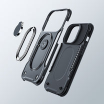 Case for iPhone 14 Pro armored cover with handle ring holder black - Carlat