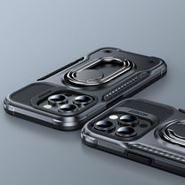Case for iPhone 14 Pro armored cover with handle ring holder black - Carlat