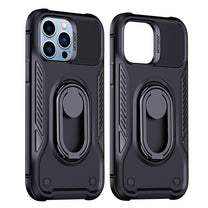 Case for iPhone 14 Pro armored cover with handle ring holder black - Carlat