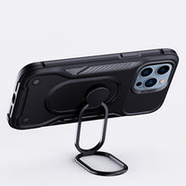 Case for iPhone 14 Pro armored cover with handle ring holder black - Carlat