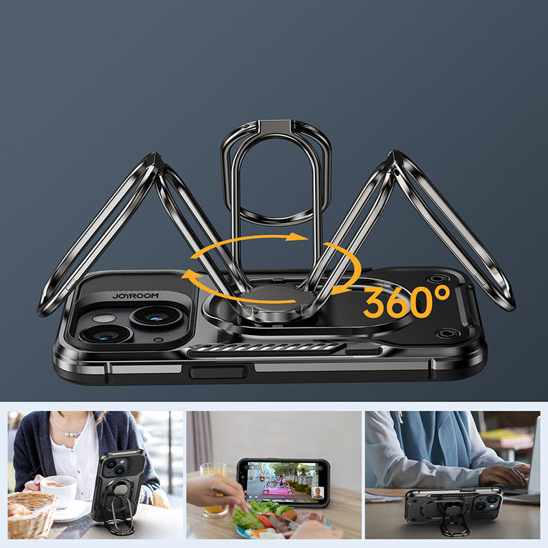 Case for iPhone 14 armored case with stand ring holder black - Carlat