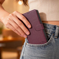 Case with flap for Samsung Galaxy A57 5G Wallet - burgundy - Carlat