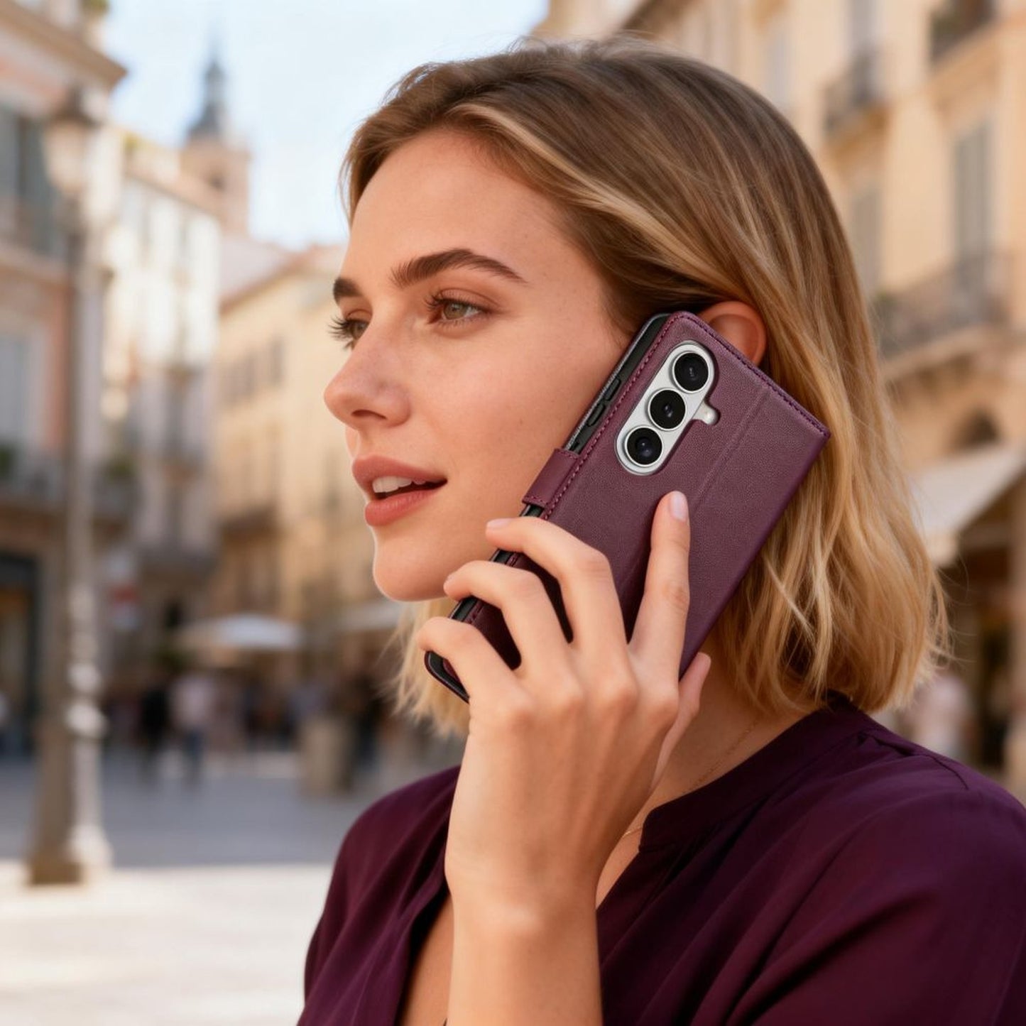 Case with flap for Samsung Galaxy A57 5G Wallet - burgundy - Carlat