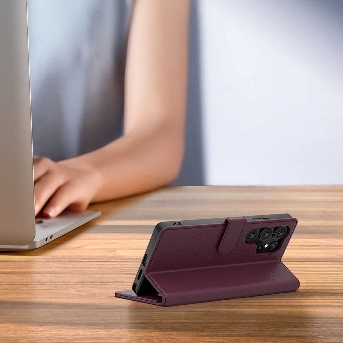 Case with flap for Samsung Galaxy A57 5G Wallet - burgundy - Carlat