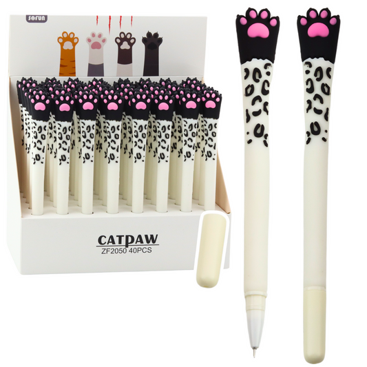 Cat Paw Gel Pen, Blue Ink, White and Black Cap, 16.5 cm - Carlat
