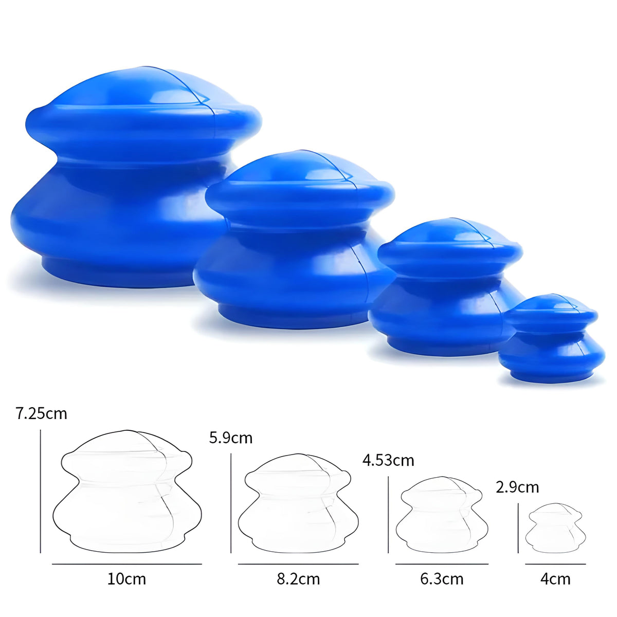 Chinese Rubber Cupping Sets for Cellulite: Full-Body Massage, Set of 4 - o111 - Carlat