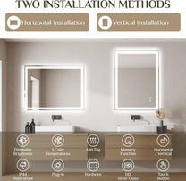 Clevich Bathroom Mirror with Lighting, 80 x 60 cm, LED Mirror with 3 Light Colours, Dimmable, Tempered Glass, Explosion Protection, Touch Switch, Memory Function, Anti-Fog, Bathroom Mirror with Light - Carlat