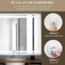 Clevich Bathroom Mirror with Lighting, 80 x 60 cm, LED Mirror with 3 Light Colours, Dimmable, Tempered Glass, Explosion Protection, Touch Switch, Memory Function, Anti-Fog, Bathroom Mirror with Light - Carlat