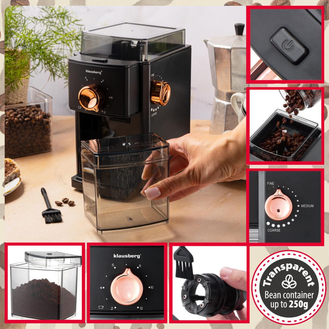 Coffee – Electric coffee grinder with adjustable grind settings, Klausberg KB-9010 - Carlat