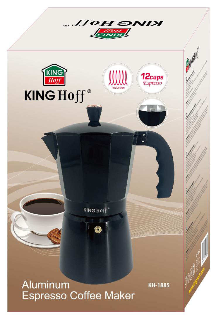 Coffee – Espresso maker, aluminum, 12 cups, black/rose gold, Kinghoff, KH-1885 - Carlat