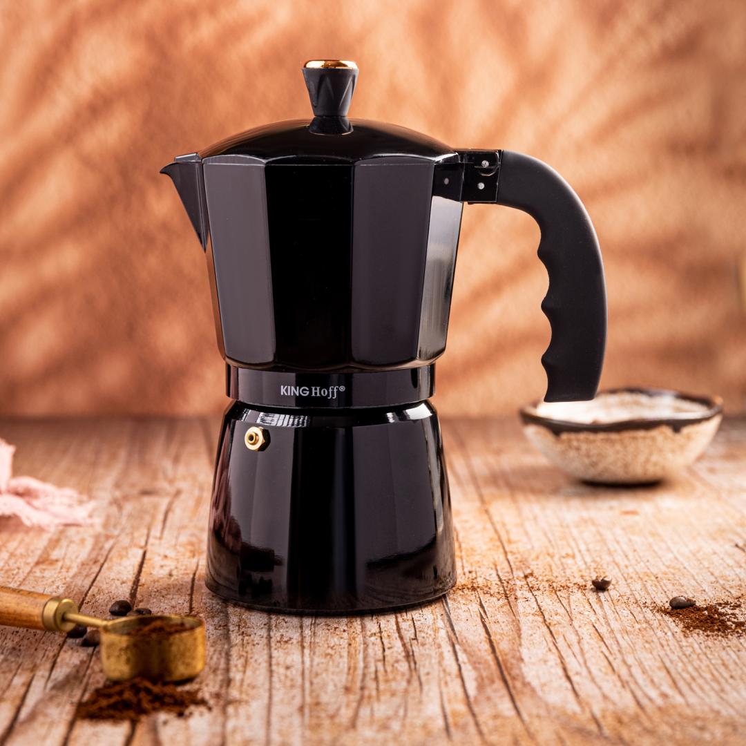 Coffee – Espresso maker, aluminum, 12 cups, black/rose gold, Kinghoff, KH-1885 - Carlat