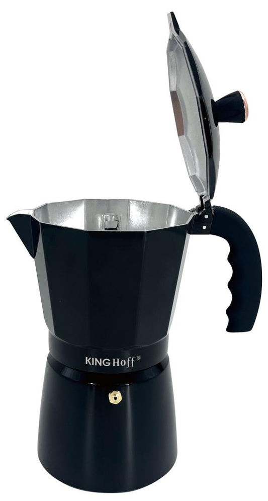 Coffee – Espresso maker, aluminum, 6 cups, black/rose gold, Kinghoff, KH-1883 - Carlat