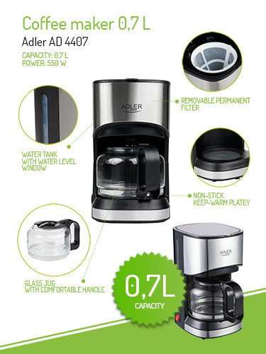 ADLER Coffee Makers – AD 4407 0.7-liter Pour-Over Coffee Maker – image 5