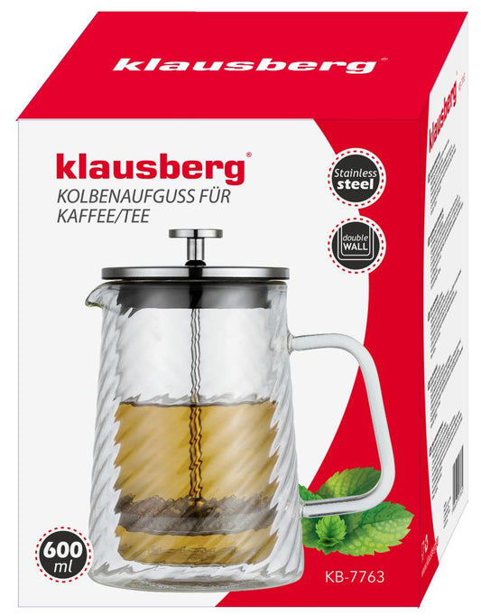 Coffee Makers – Piston-style coffee/tea maker, glass, 0.60 L, Klausberg, KB-7763 - Carlat