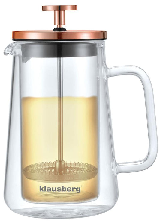 Coffee – Piston-style coffee/tea infuser, glass, copper color, 0.35 L, Klausberg - Carlat
