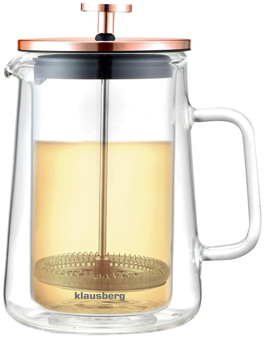 Coffee – Piston-style coffee/tea maker, glass, copper color, 0.60 L, Klausberg - Carlat
