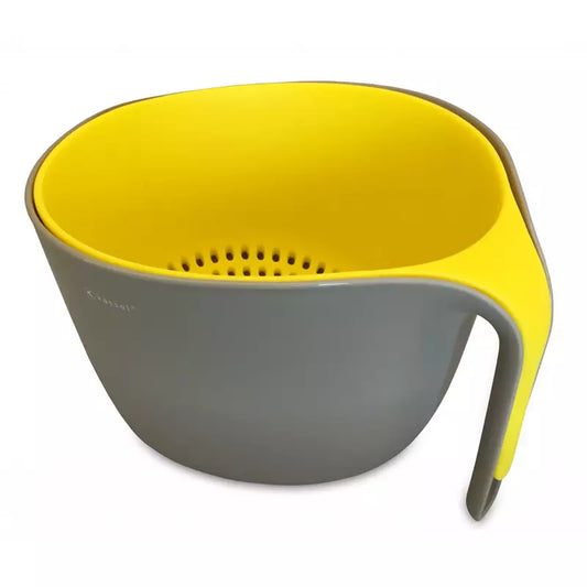 Colanders, strainers, and skimmers – Gray-and-yellow Kassel bowl with colander - Carlat