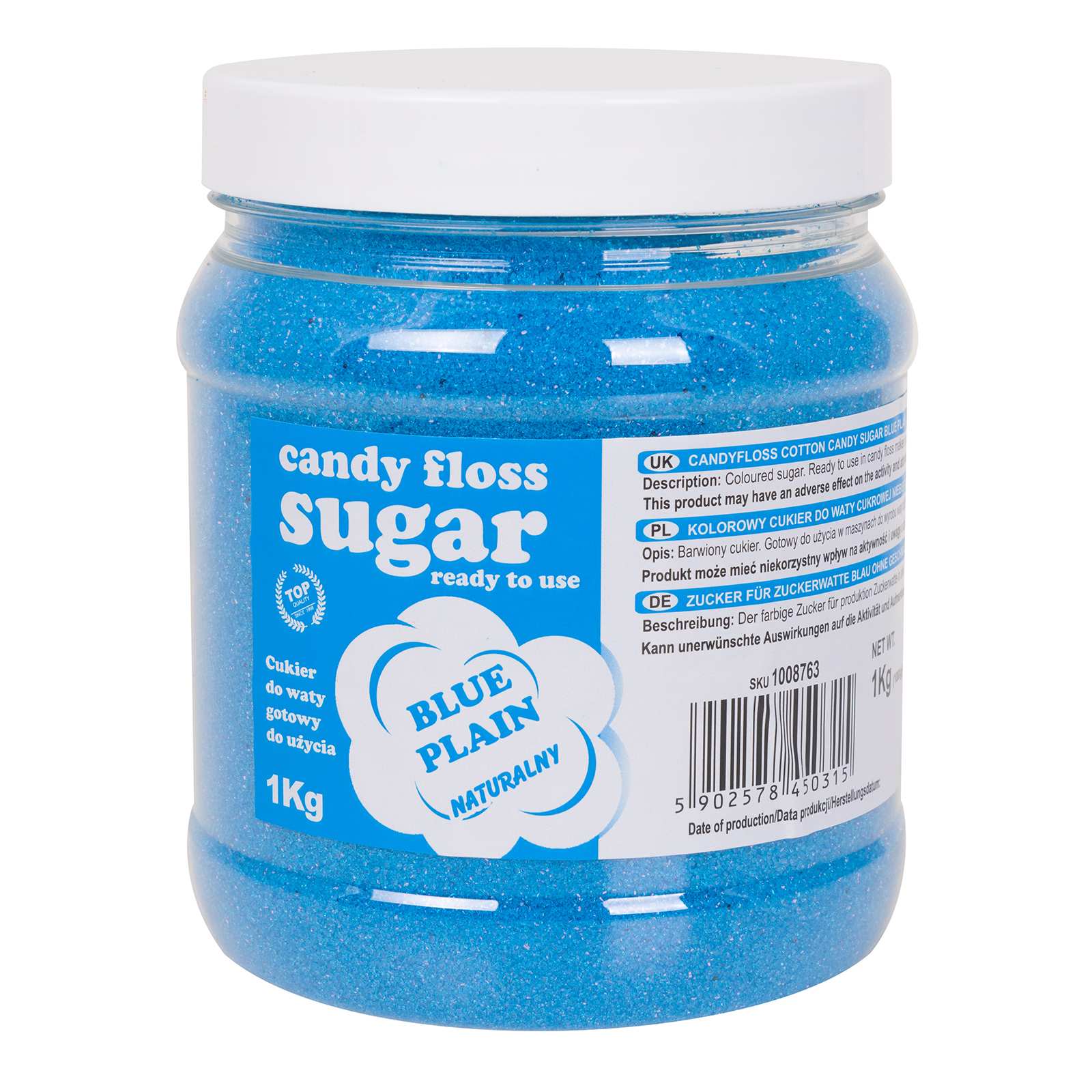 Colorful sugar for cotton candy blue natural taste cotton sugar 1kg - Carlat