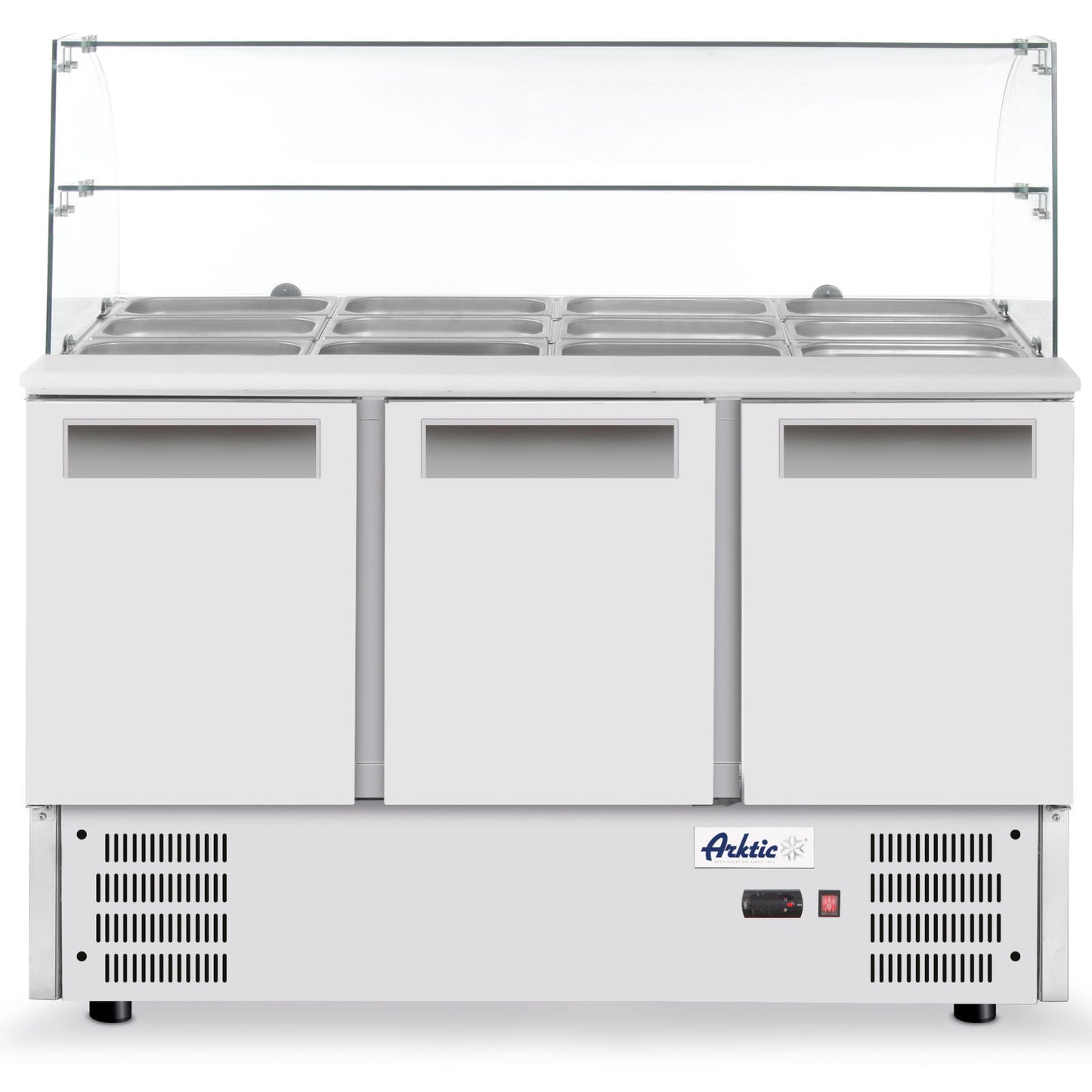 Commercial Refrigerators – 3-door salad cooling table with glass extension - Carlat