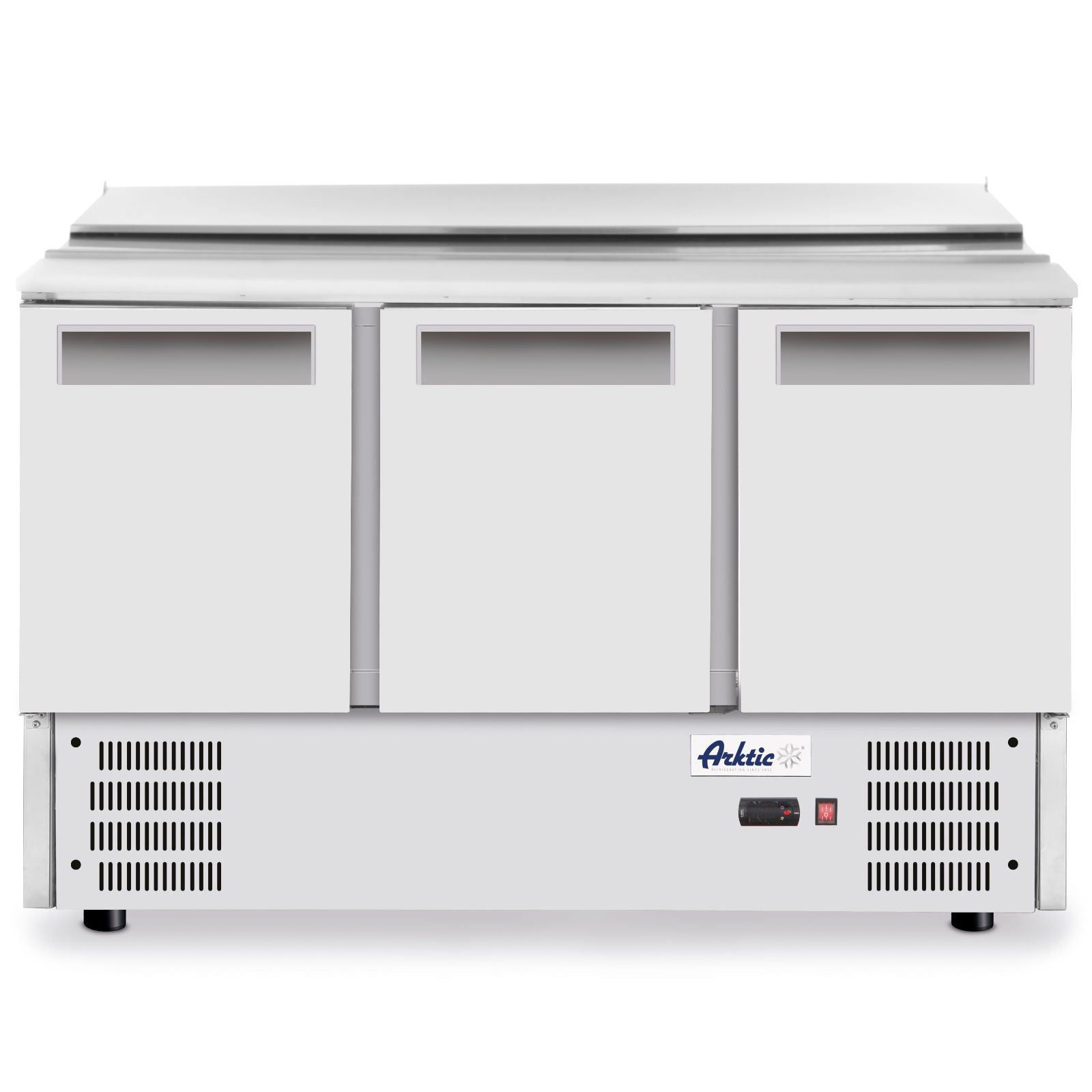 Commercial Refrigerators – 3-door salad refrigerated table with hinged cover - Carlat