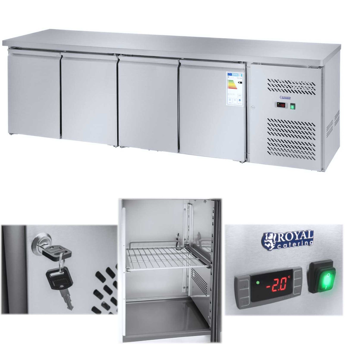 Commercial Refrigerators – 4-door cooling table with stainless steel worktop - Carlat