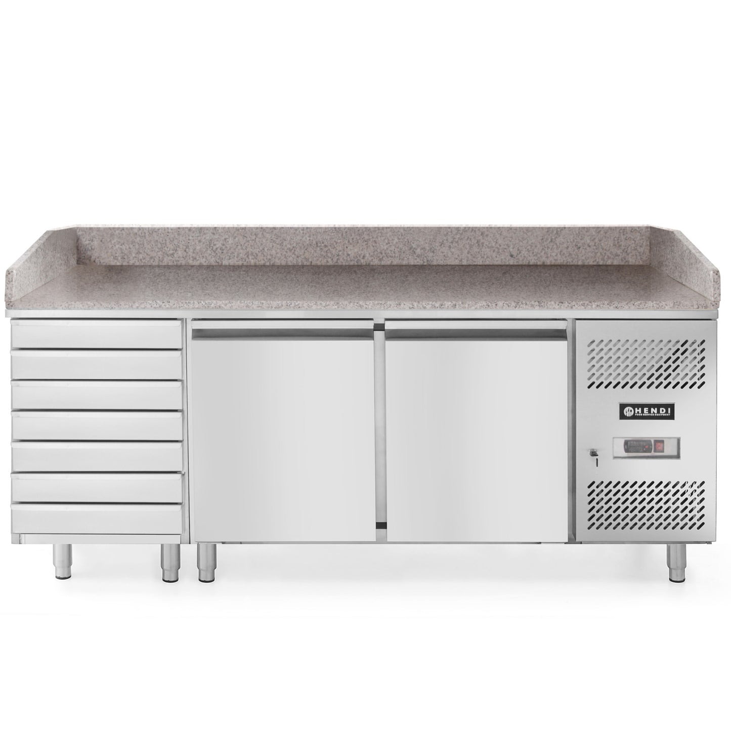 Commercial Refrigerators – Refrigerated pizza table, 2-door, 7 drawers, granite - Carlat