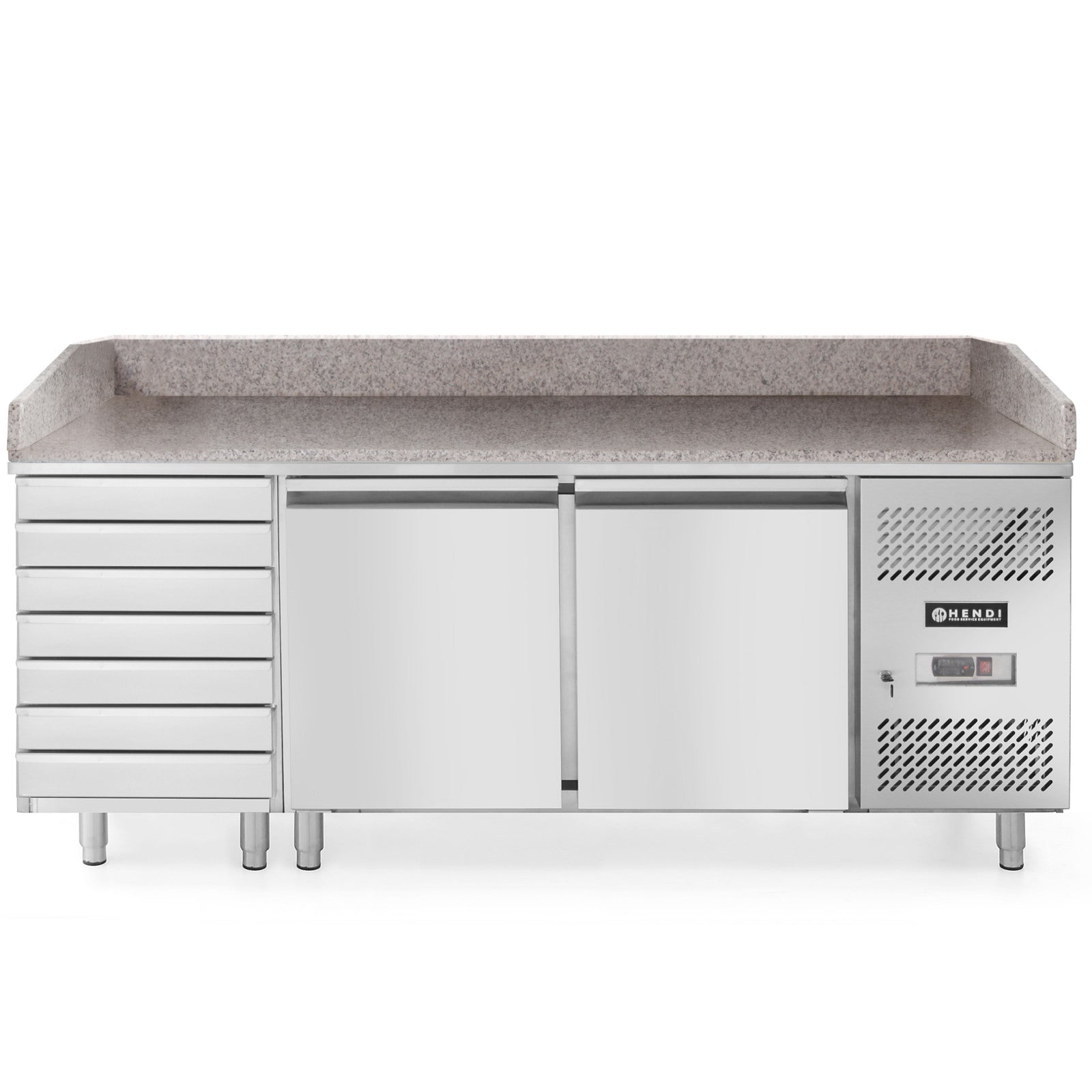 Commercial Refrigerators – Refrigerated pizza table, 2-door, 7 drawers, granite - Carlat
