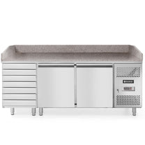 Commercial Refrigerators – Refrigerated pizza table, 2-door, 7 drawers, granite - Carlat
