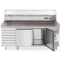 Commercial Refrigerators – Refrigerated pizza table, 2-door, 7 drawers, granite - Carlat