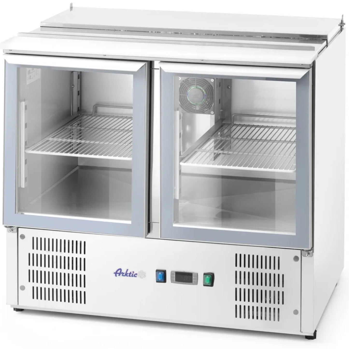 Commercial Refrigerators – Refrigerated salad table, 2-door, glass, with cover - Carlat