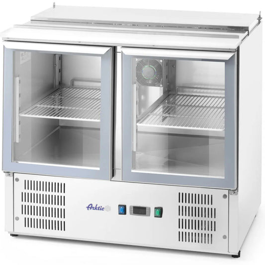 Commercial Refrigerators – Refrigerated salad table, 2-door, glass, with cover - Carlat