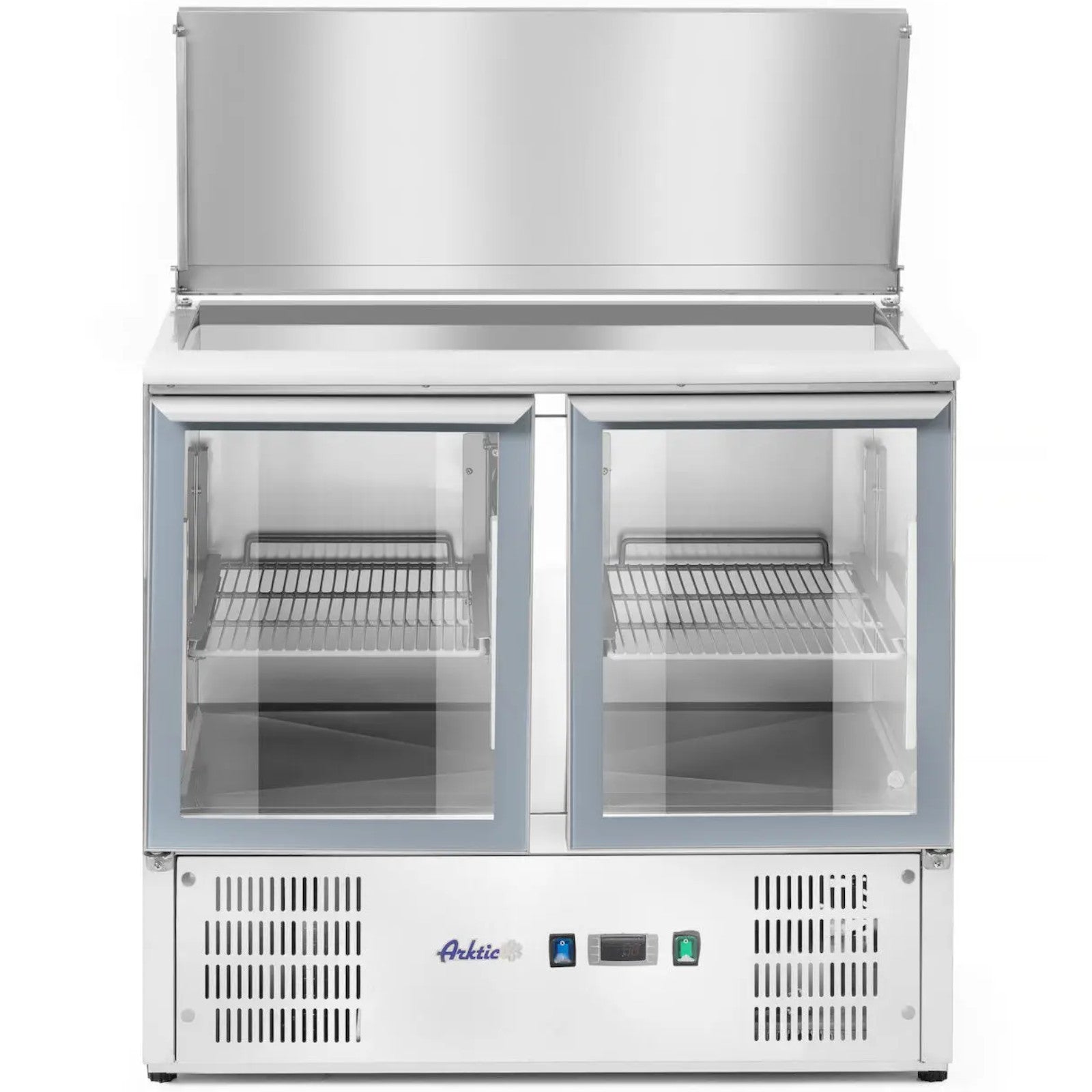 Commercial Refrigerators – Refrigerated salad table, 2-door, glass, with cover - Carlat