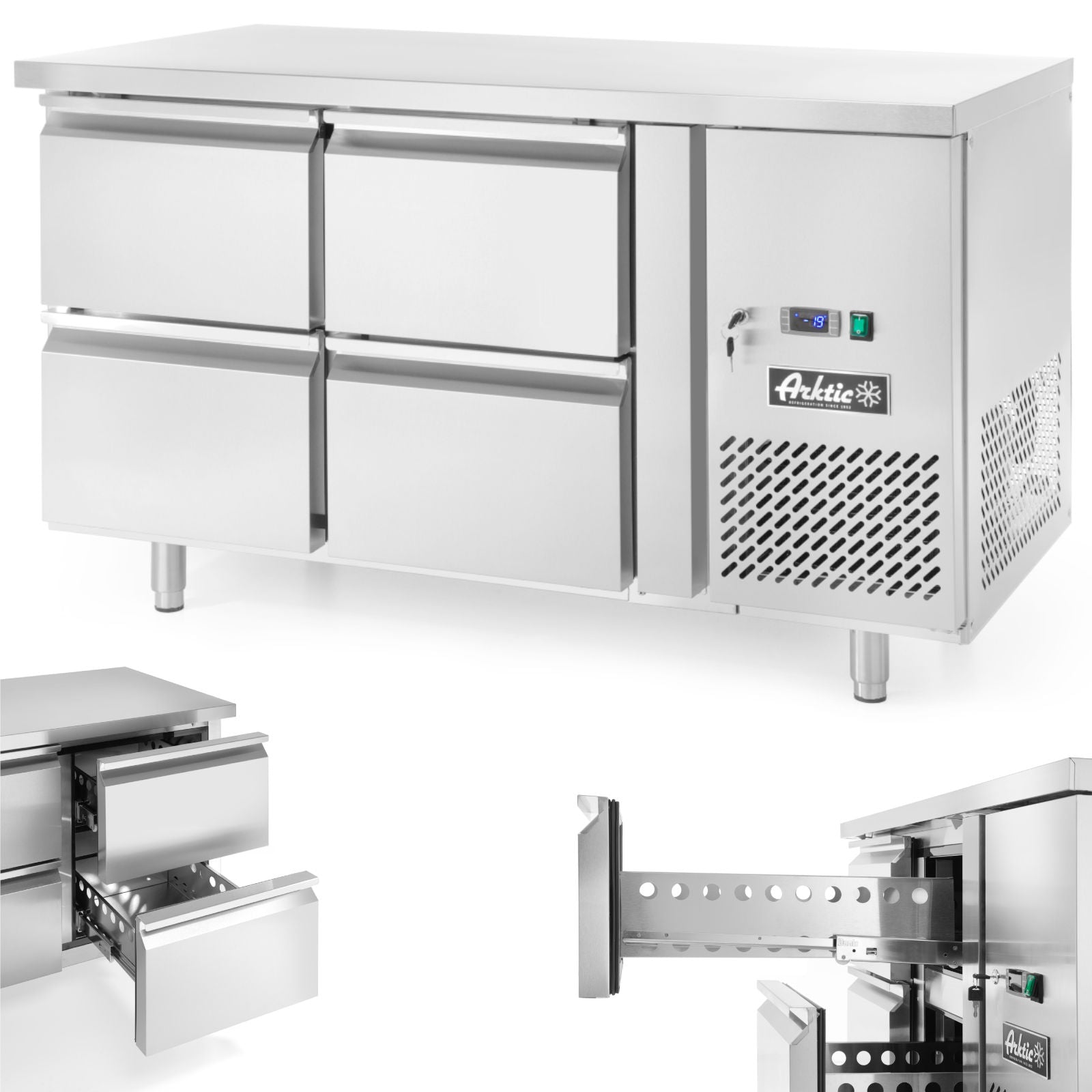 Commercial Refrigerators – Refrigeration table with 4 drawers and side - Carlat