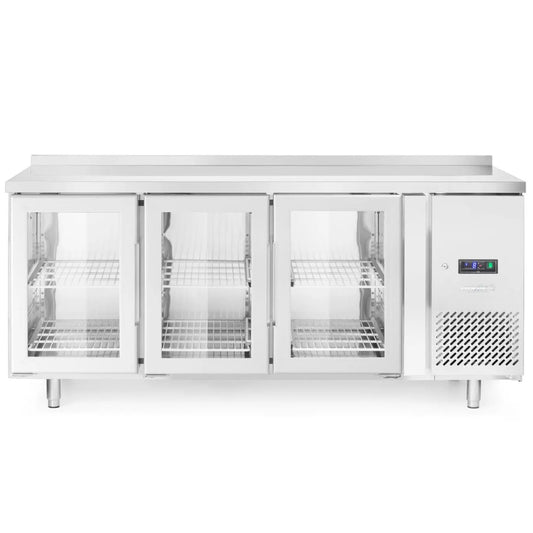Commercial Refrigerators – Stół chłodniczy 3-drzwiowy przeszklony z blatem roboczym - Carlat