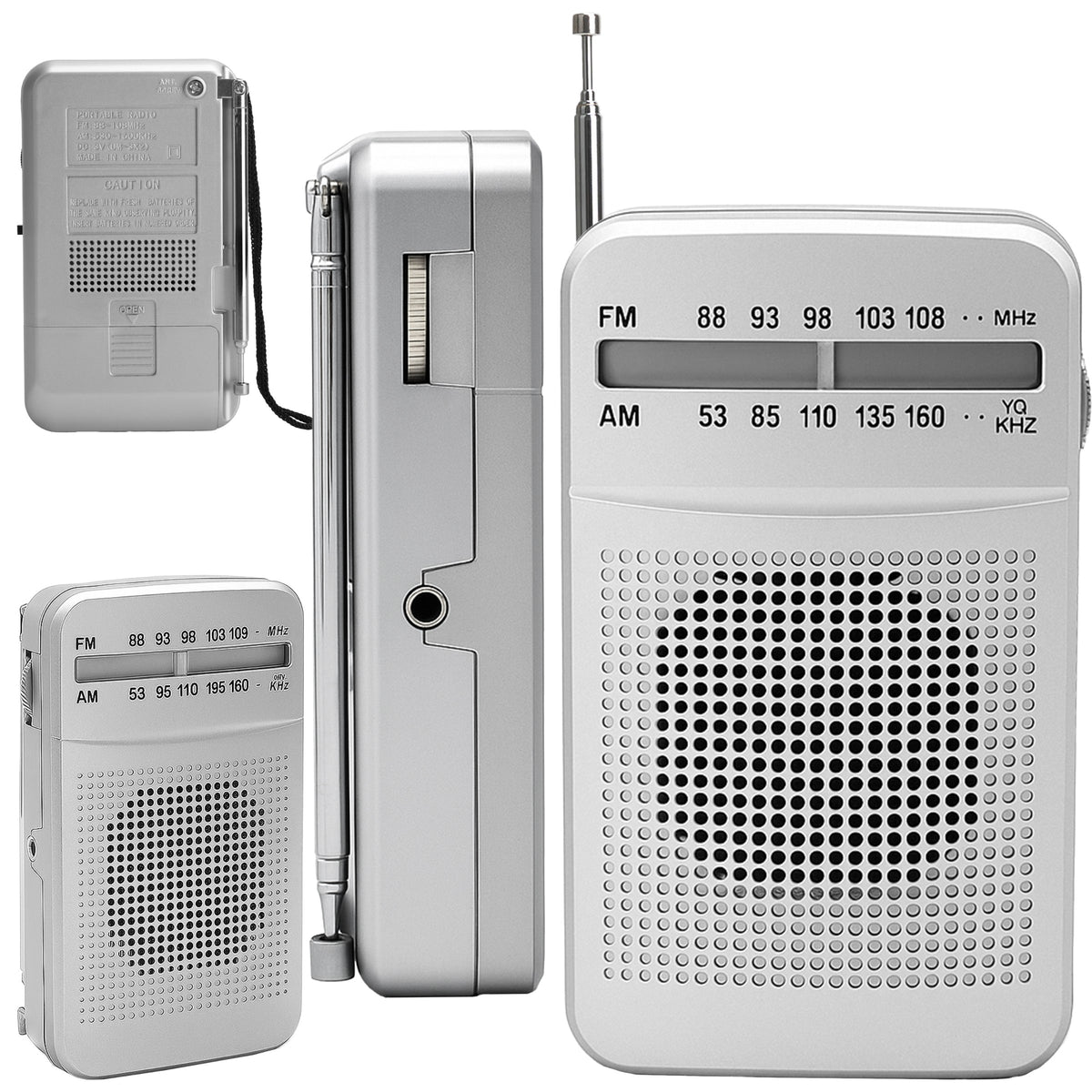 Compact, portable, travel-friendly, durable, pocket-sized FM radio powered by ER1072 batteries - Carlat