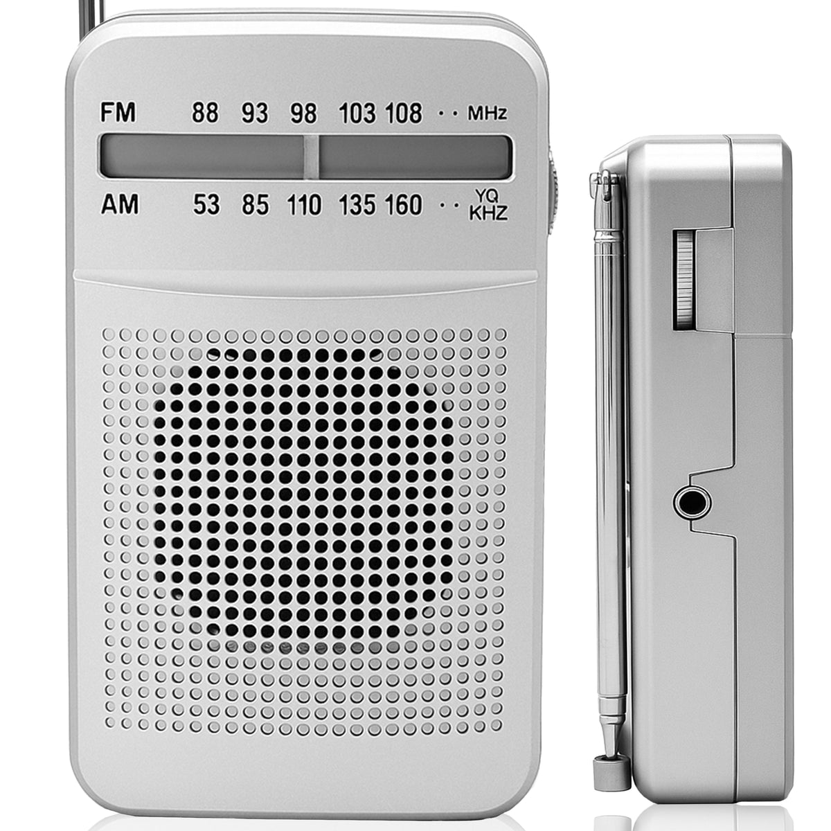 Compact, portable, travel-friendly, durable, pocket-sized FM radio powered by ER1072 batteries - Carlat