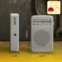 Compact, portable, travel-friendly, durable, pocket-sized FM radio powered by ER1072 batteries - Carlat