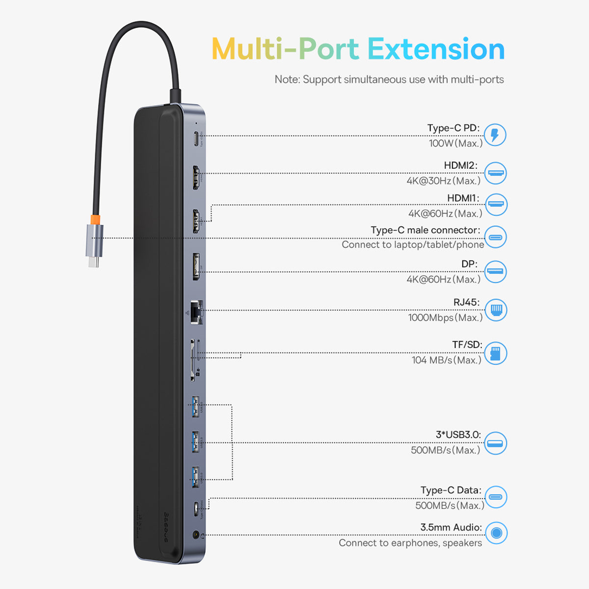Computer Accessories – 12in1 HUB notebook stand USB-C USB-A DP - Carlat