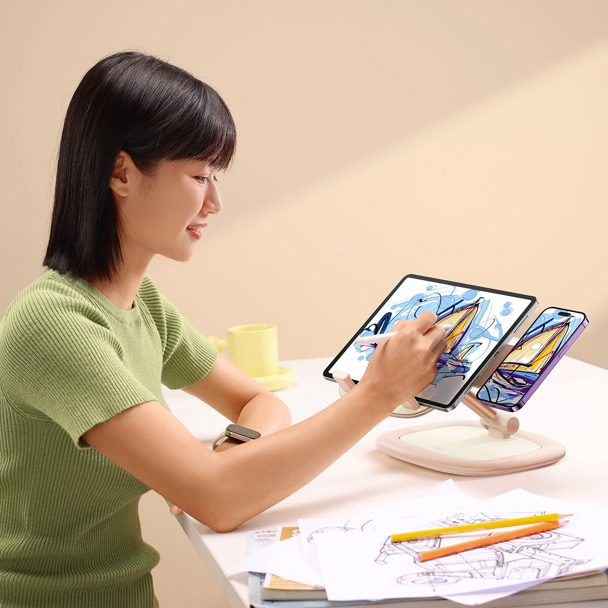 Computer Accessories – Adjustable stand for tablet and phone Seashell - Carlat