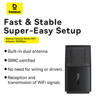 Computer Accessories – External USB WiFi 2.4GHz 300Mb/s black network - Carlat