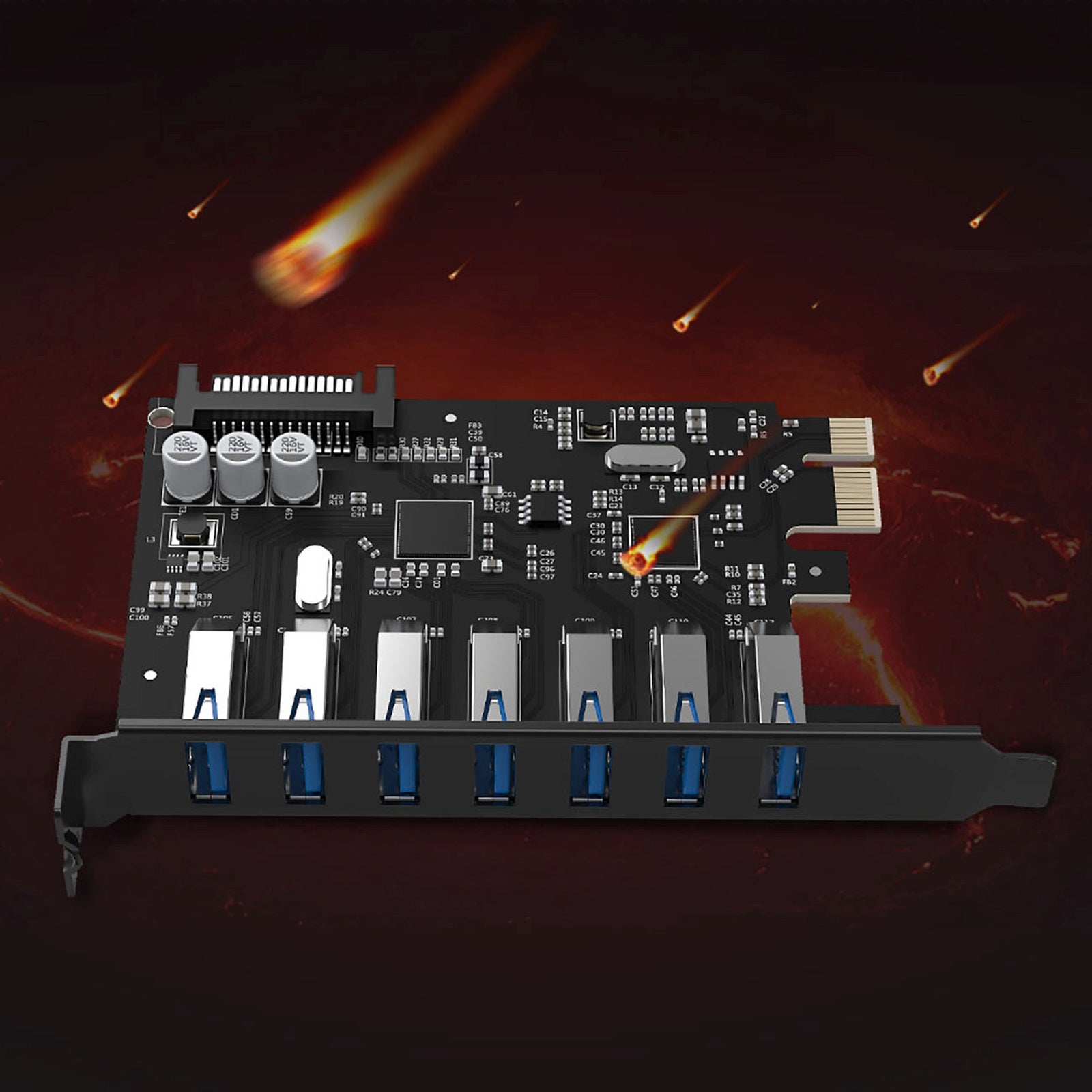 Computer Accessories – PCI-E expansion card - 7x USB 3.0 - Carlat