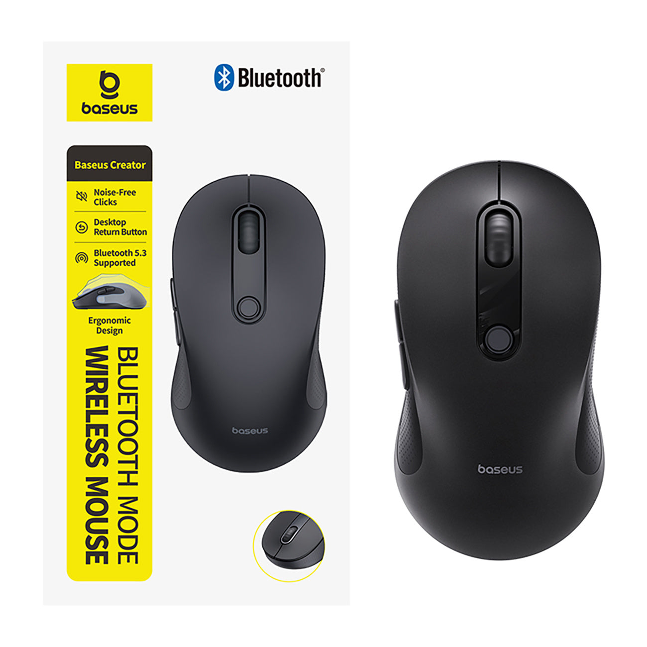 Computer Accessories – Wireless ergonomic Bluetooth mouse F02 - black - Carlat